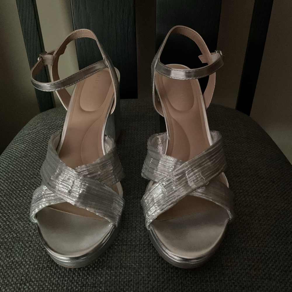 Silver Block heel sandals
